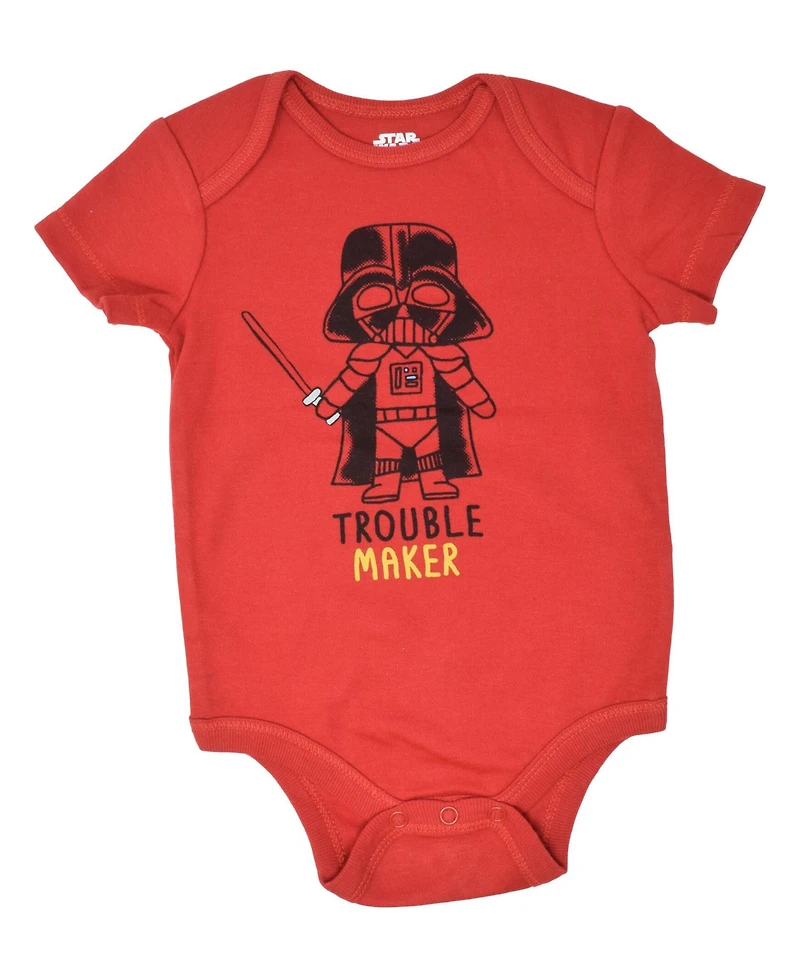 Star Wars Baby Boys Chewbacca C-3PO R2-D2 Darth Vader Yoda 5 Pack Short Sleeve Bodysuits Newborn to