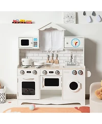 Skonyon Wooden Kids Kitchen with Washing Machine