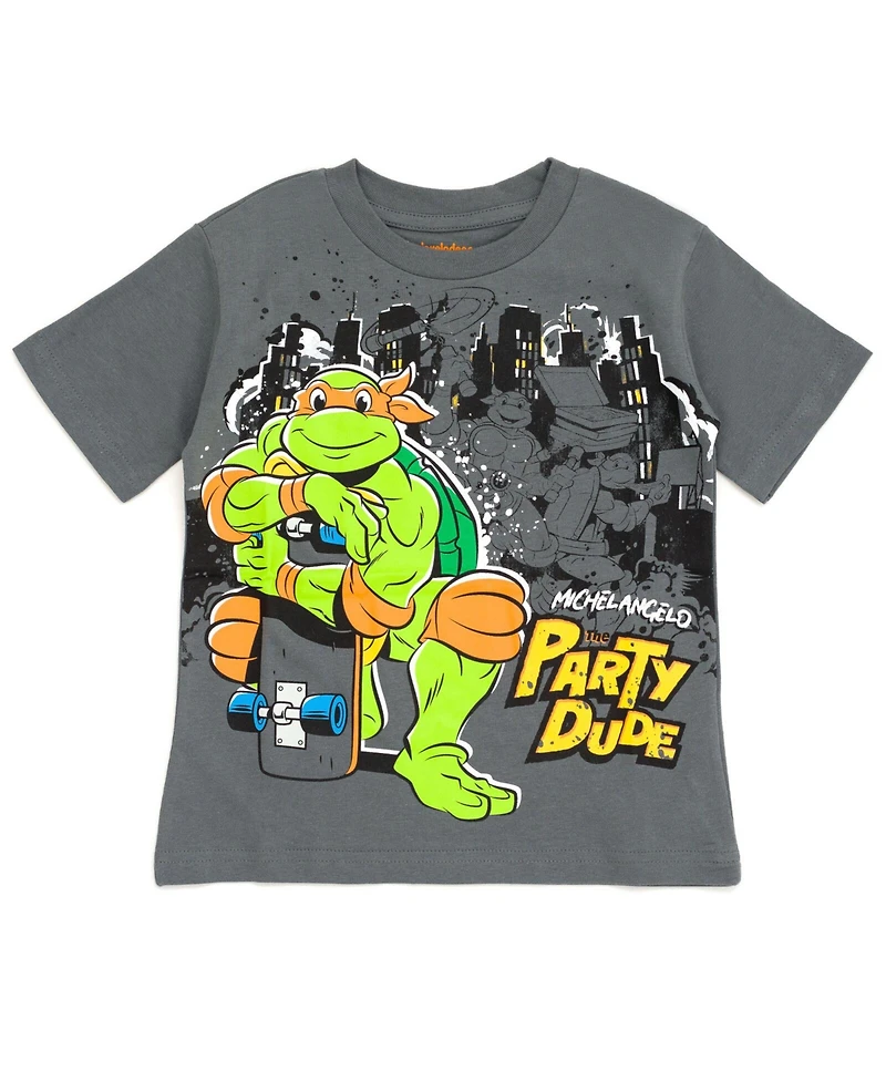 Teenage Mutant Ninja Turtles Toddler Boys Leonardo Michelangelo Raphael Donatello 4 Pack T-Shirts to