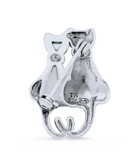 Bling Jewelry Black & White Marcasite Cat Brooche Pin Sterling Silver Pearl & Onyx