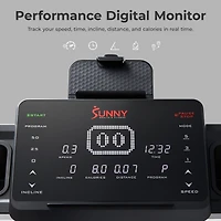 Sunny Health & Fitness Premium Extreme Incline Decline Treadmill, Training Up/ Down Hill Simulator