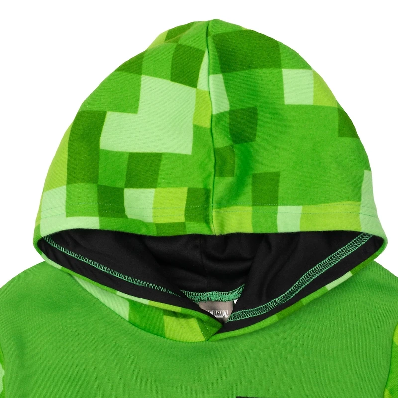 Minecraft Little Boys Creeper Fleece Pullover Hoodie and Pants Outfit Set