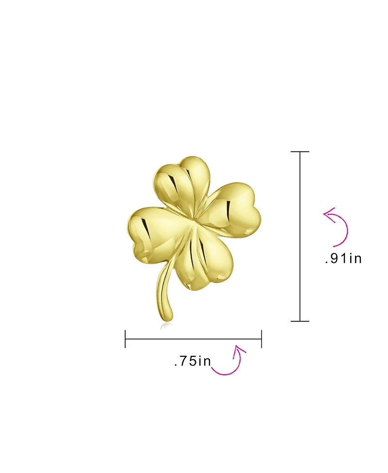 Bling Jewelry Good Luck Fortune Irish Shamrock Shape Lucky Charm Four Leaf Clover Pendant Necklace Sterling Silver