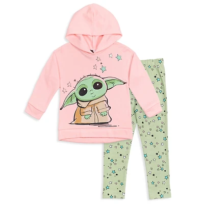 Star Wars Girls The Mandalorian Yoda Pullover Fleece Hoodie and Leggings Outfit Set