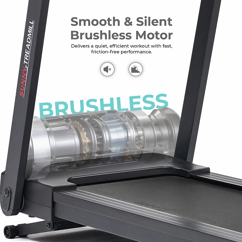 Sunny Health & Fitness Interactive Slim Folding Treadmill with 12-Level Auto Incline, Advanced Brushless Motor & Free SunnyFit App via Bluetooth  