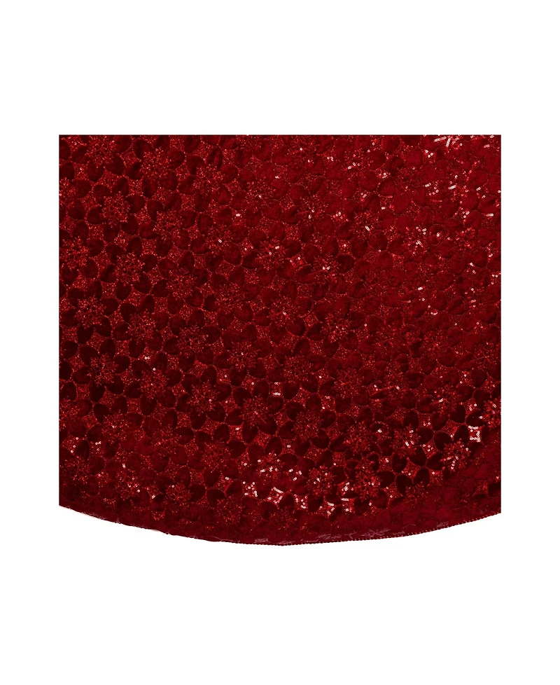 Kurt Adler 72-Inch Burgundy Sequin With Metallic Cord Tree Skirt
