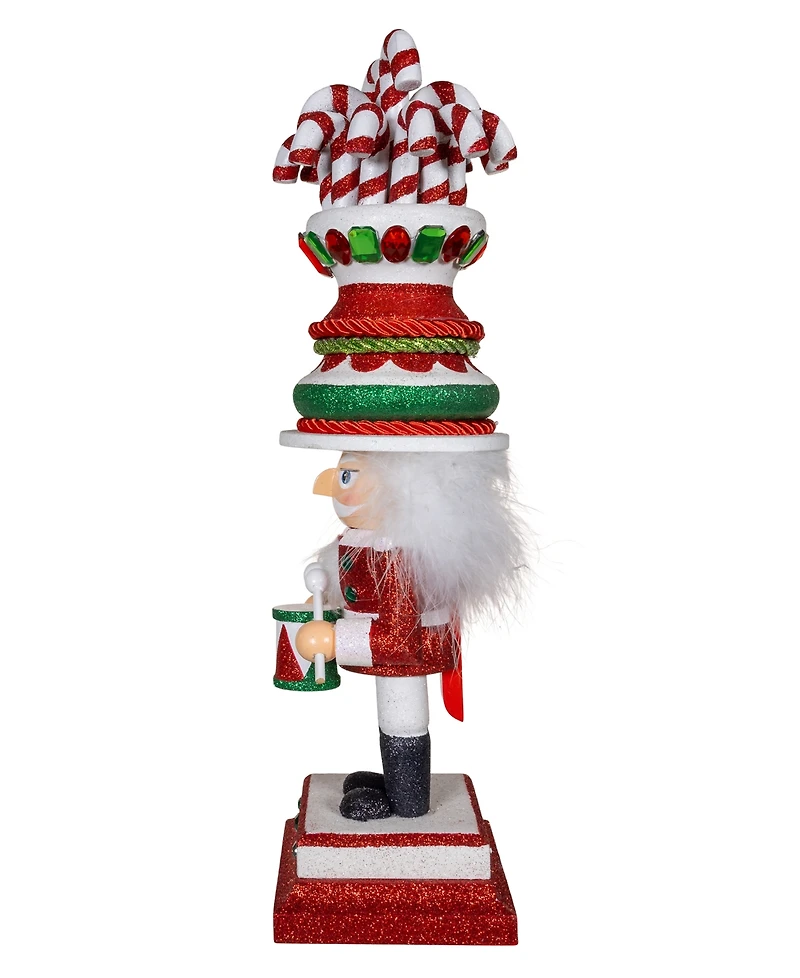 Kurt Adler 16-Inch Hollywood Candy Cane Hat with Drum Nutcracker