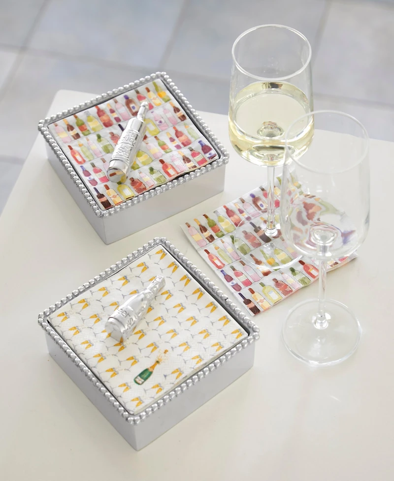 Mariposa Champagne Beaded Napkin Box Set