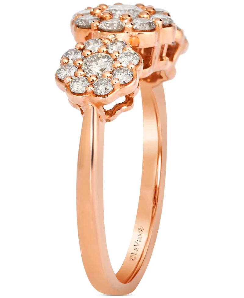 Le Vian Nude Diamond Triple Cluster Flower Ring (1 ct. t.w.) 14k Rose Gold