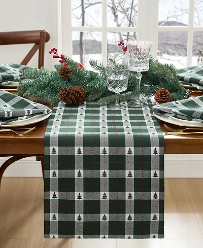 Elrene Sherwood Tree Dobby Cotton Table Runner, 70"x 13"