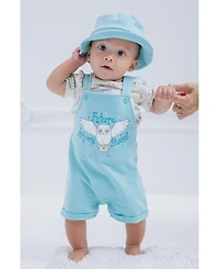 Harry Potter Baby Boys Hermione Hedwig Ron Weasley French Terry Short Overalls T-Shirt & Hat 3 Piece Outfit Newborn to