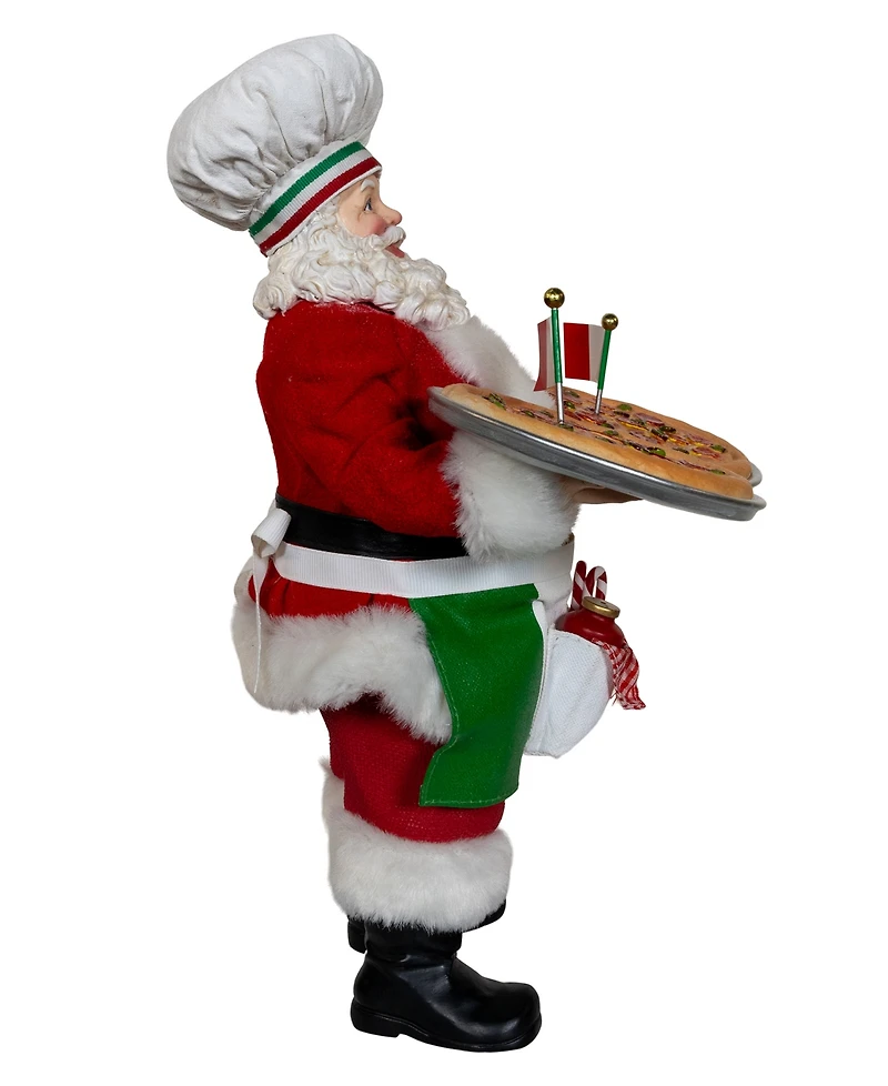 Kurt Adler 11-Inch Fabriche Chef Santa Holding Two Trays of Pizza