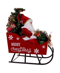 Kurt Adler 24-Inch Battery Operated Musical Led Santa in Metal Sleigh Table Piece