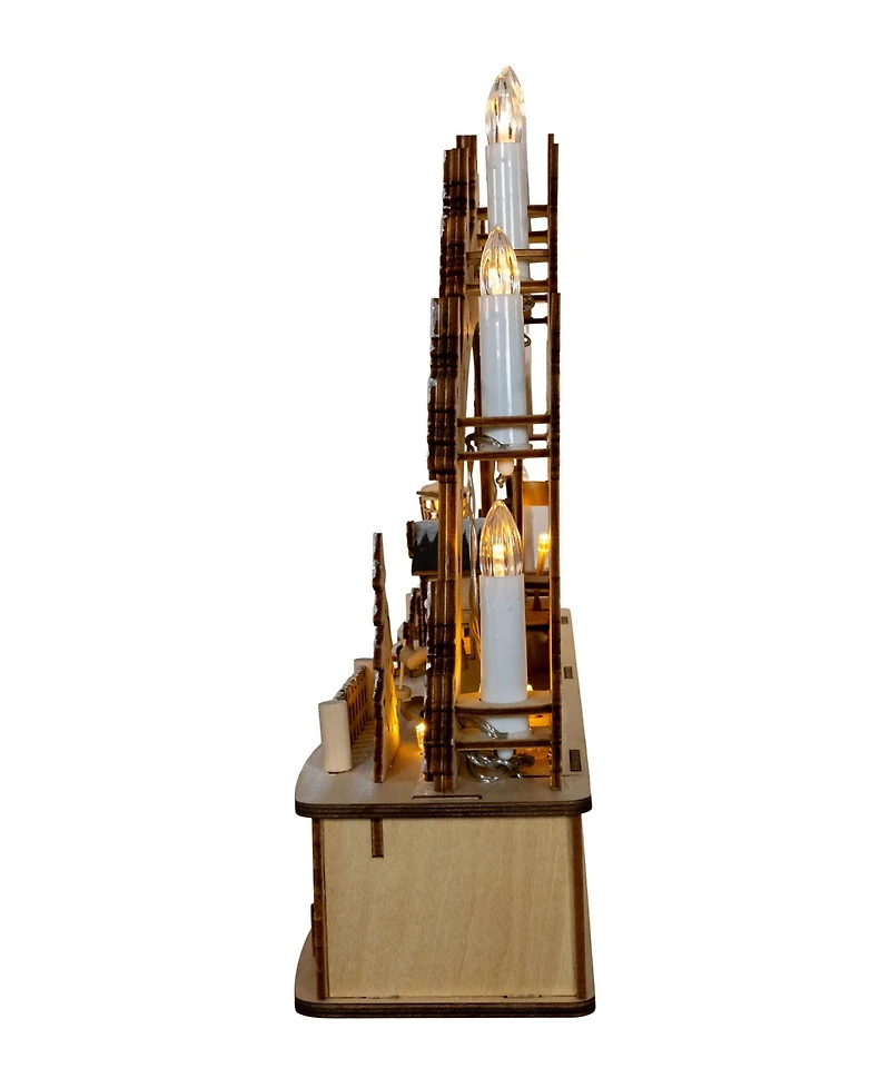 Kurt Adler 17.72-Inch Wooden Led Light-Up Christmas Village with Candle