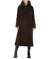 Jones New York Women's Hooded Faux-Fur Maxi Coat