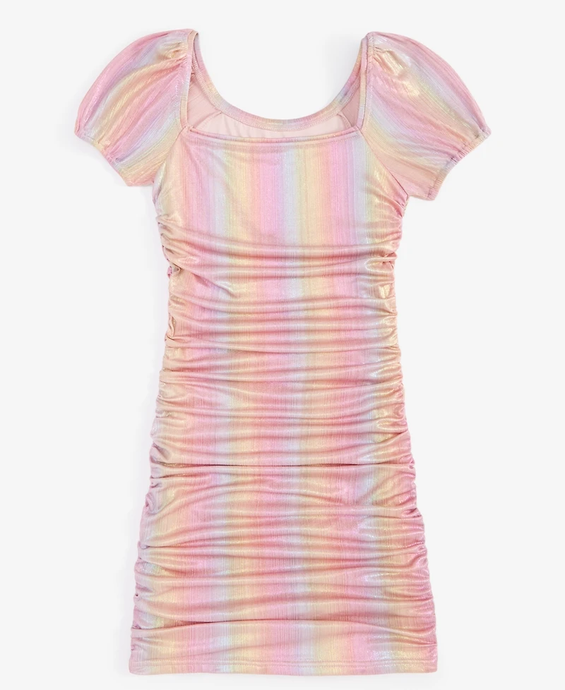 With Jules Big Girls Ruched Square-Neck Mesh Dress