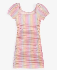 With Jules Big Girls Ruched Square-Neck Mesh Dress