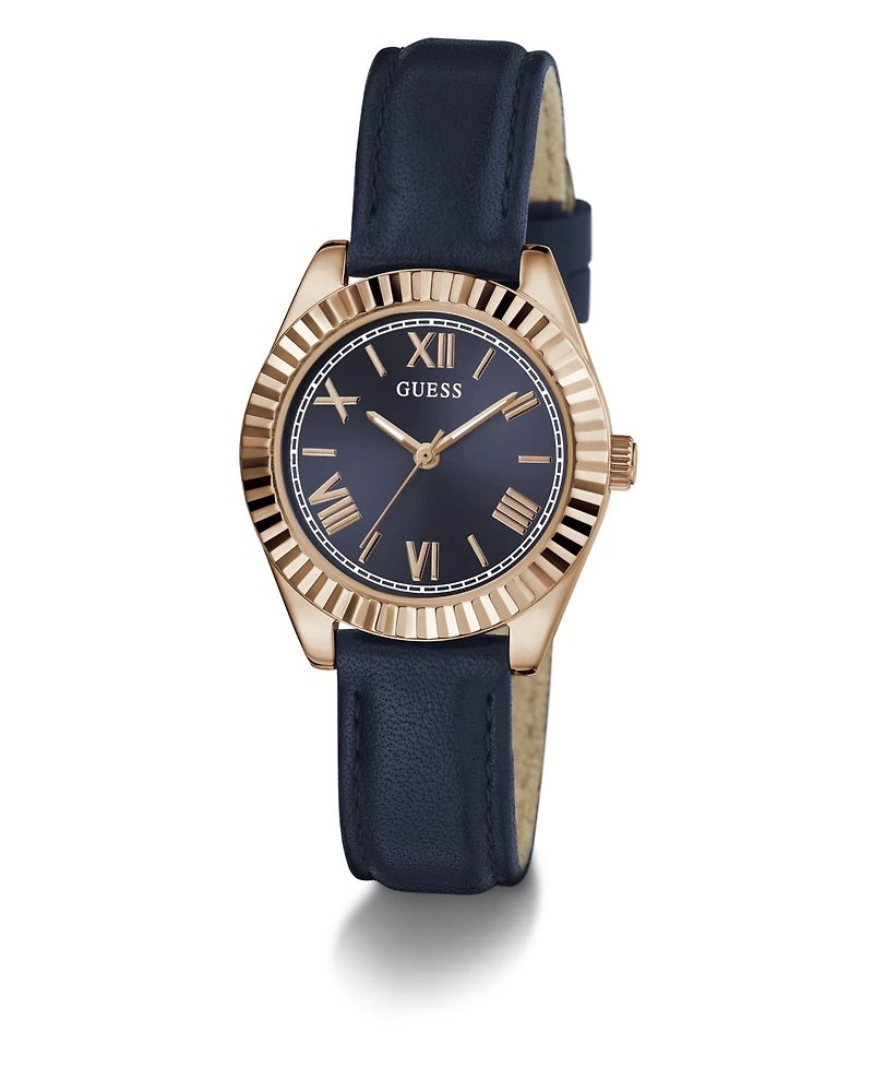 Guess Women's Analog Blue Genuine Leather Watch 30mm