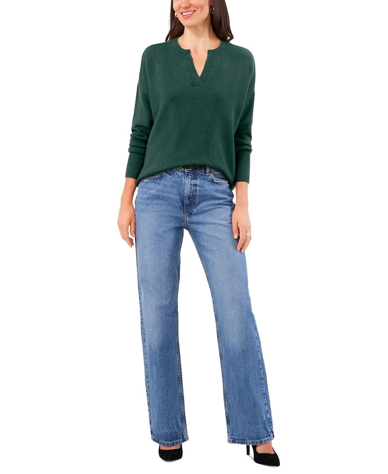 Vince Camuto Women's Cozy V-Neck Dropped-Shoulder Sweater