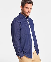Club Room Men's Classic-Fit Solid Button-Down Denim Shirt, Created for Macy's