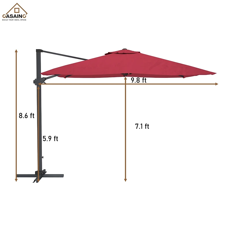 Casainc 10 Ft Square Cantilever Patio Umbrella