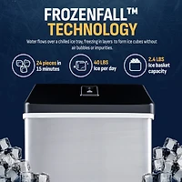 Newari Countertop Clear Ice Maker, 40 lbs. of Ice a Day with Easy to Clean Bpa-Free Parts, Perfect for Cocktails, Scotch, Soda and More