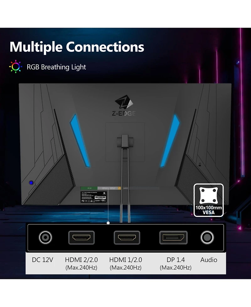 Z-edge 25 inch 1080P Fhd 240Hz 1ms Gaming Monitor