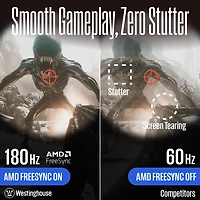 Westinghouse 34 Inch Curved Ultrawide Gaming Monitor, 180Hz, Amd FreeSync Support, Low Motion Blur, 1500R Curve, 3440 x 1440, for Pc Games with Built
