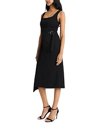 Donna Morgan Women's Belt-Wrap Square-Neck Midi Dress