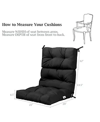 Tufted Patio High Back Chair Cushion with Non-Slip String Ties