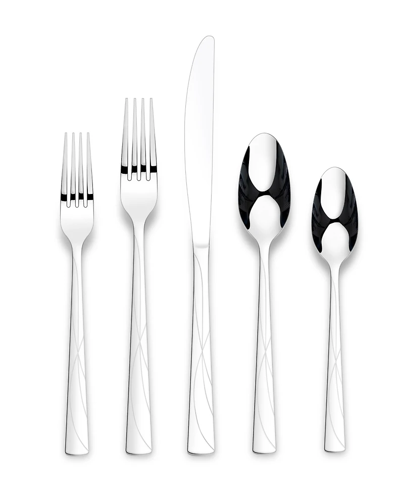 Ornative Jara Mirror 42 Piece Flatware Set with Wire Caddy, Service for 8