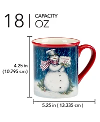 Certified International Snowman Greetings Mugs, Set of 4