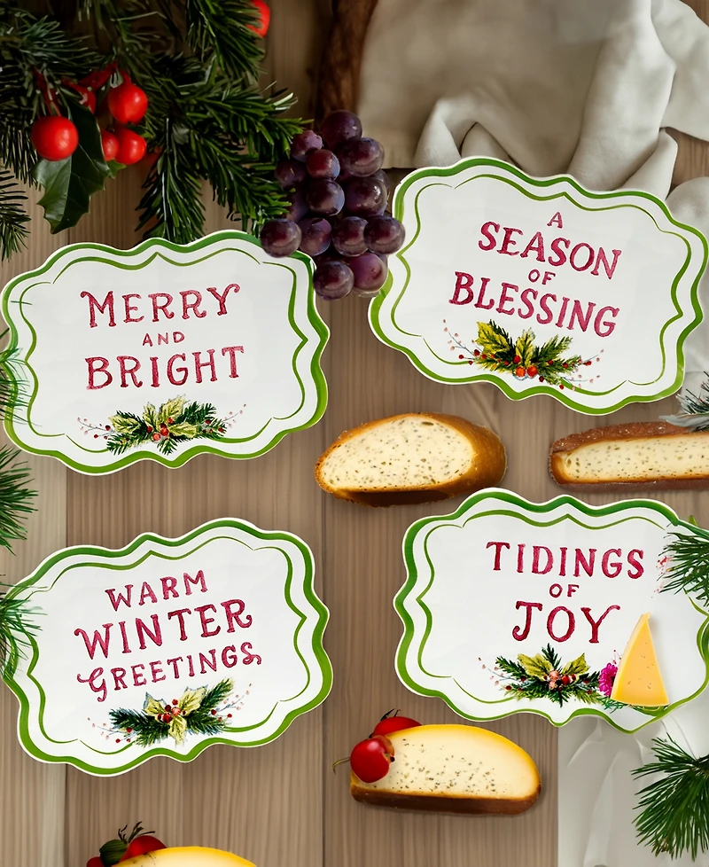 Certified International Snowman Greetings Canape Plates, Set of 4
