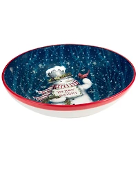 Certified International Snowman Greetings Serving Bowl