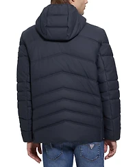 Guess Men's Quilted Faux Leather Hooded Jacket
