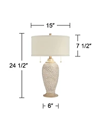 360 Lighting Cody Rustic Farmhouse Table Lamps 24 1/2" High Set of 2 Beige Textured Pebble Drum Shade for Bedroom Living Room Bedside Nightstand