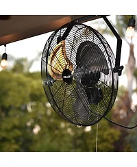 Newair 18" High Velocity Wall Mount Fan, Heavy Duty Waterproof Outdoor Fan, Adjustable Tilt and 3 Speeds up to 4012 Cfm, Pull Chain Switch | Wall Fan