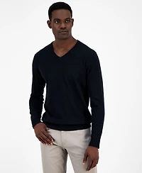 Alfani Men's Solid V-Neck Cotton Sweater, Created for Macy's