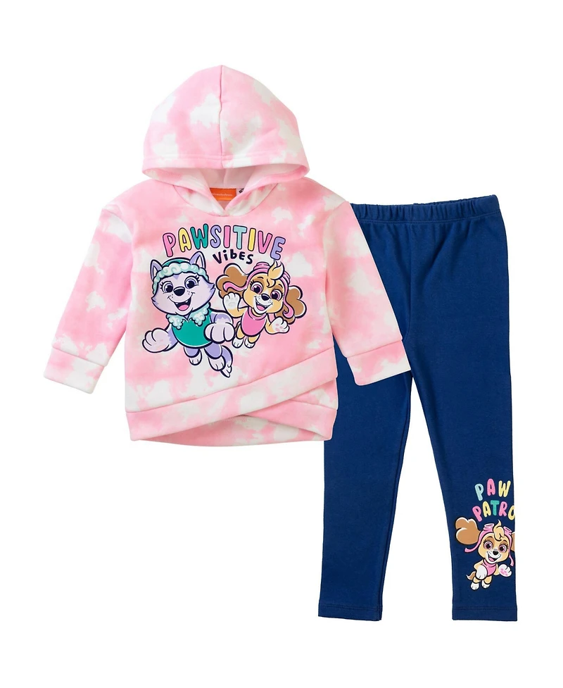 Paw Patrol Toddler Girls Pullover Crossover Fleece Hoodie and Leggings Outfit Set