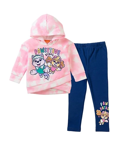 Paw Patrol Toddler Girls Pullover Crossover Fleece Hoodie and Leggings Outfit Set