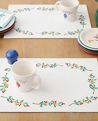 Fiesta Holly Sprig Holiday Border Placemat 13" x 18", Set of 4
