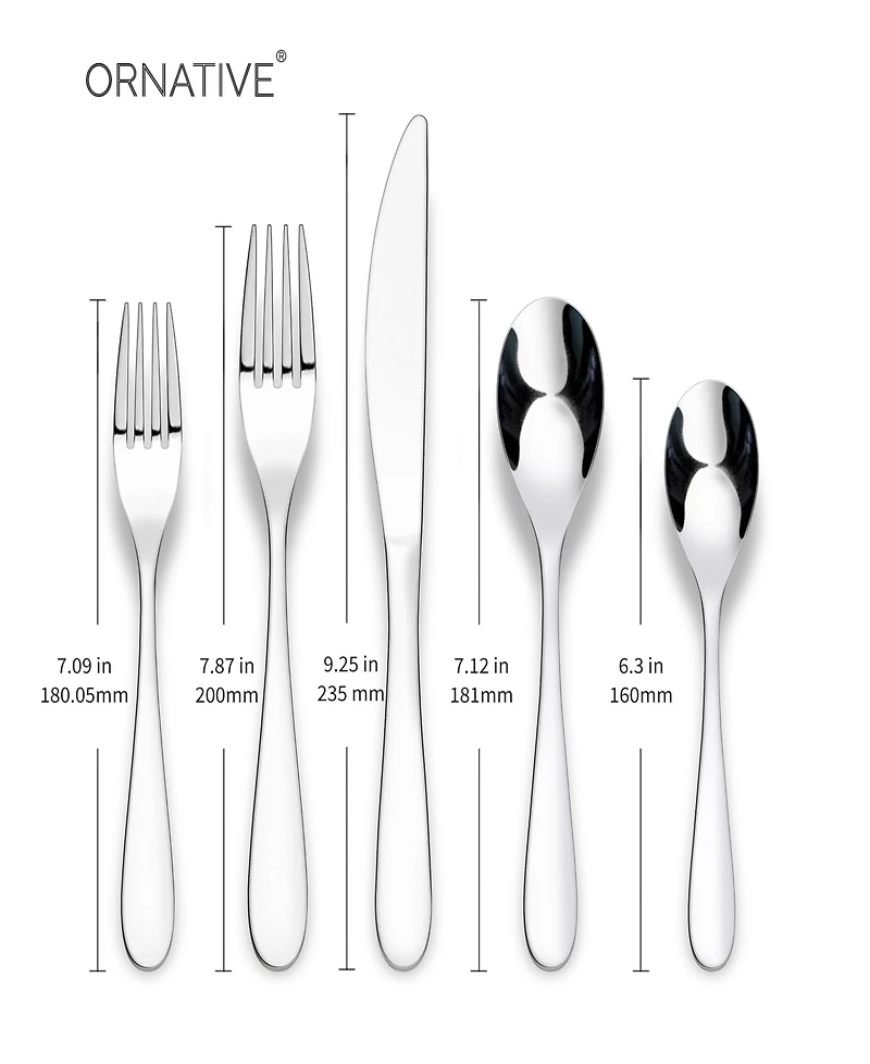Ornative Percival Mirror 20 Piece Flatware Set, Service for 4