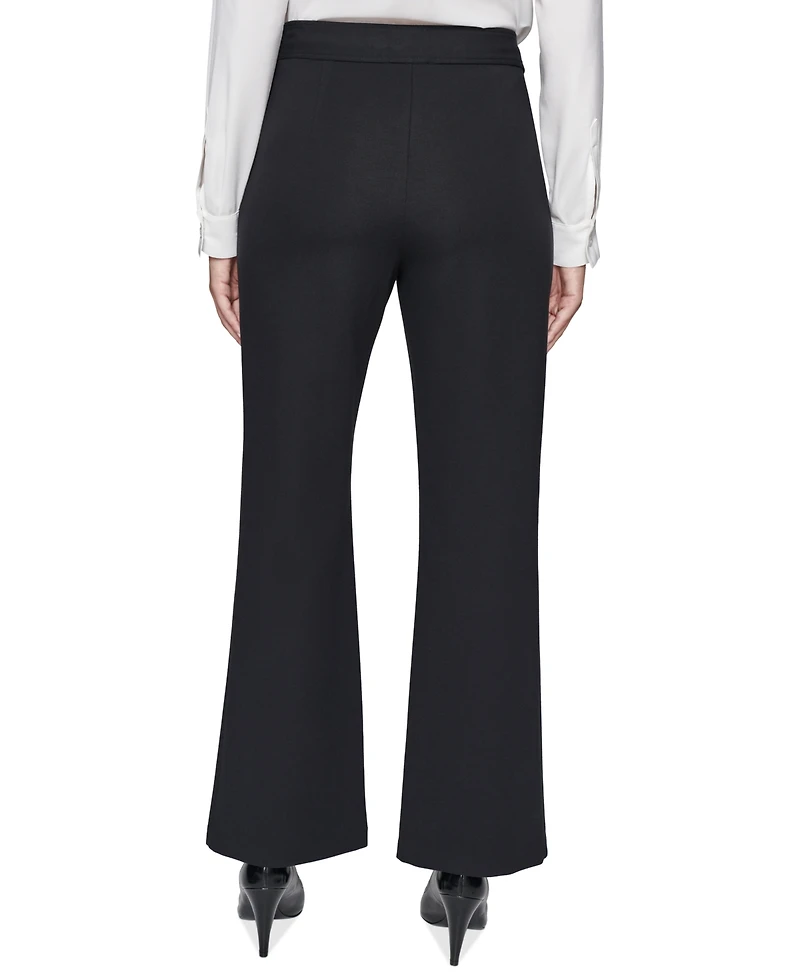 Karl Lagerfeld Paris Faux-Zipper Mid-Rise Straight-Leg Ponte Pants