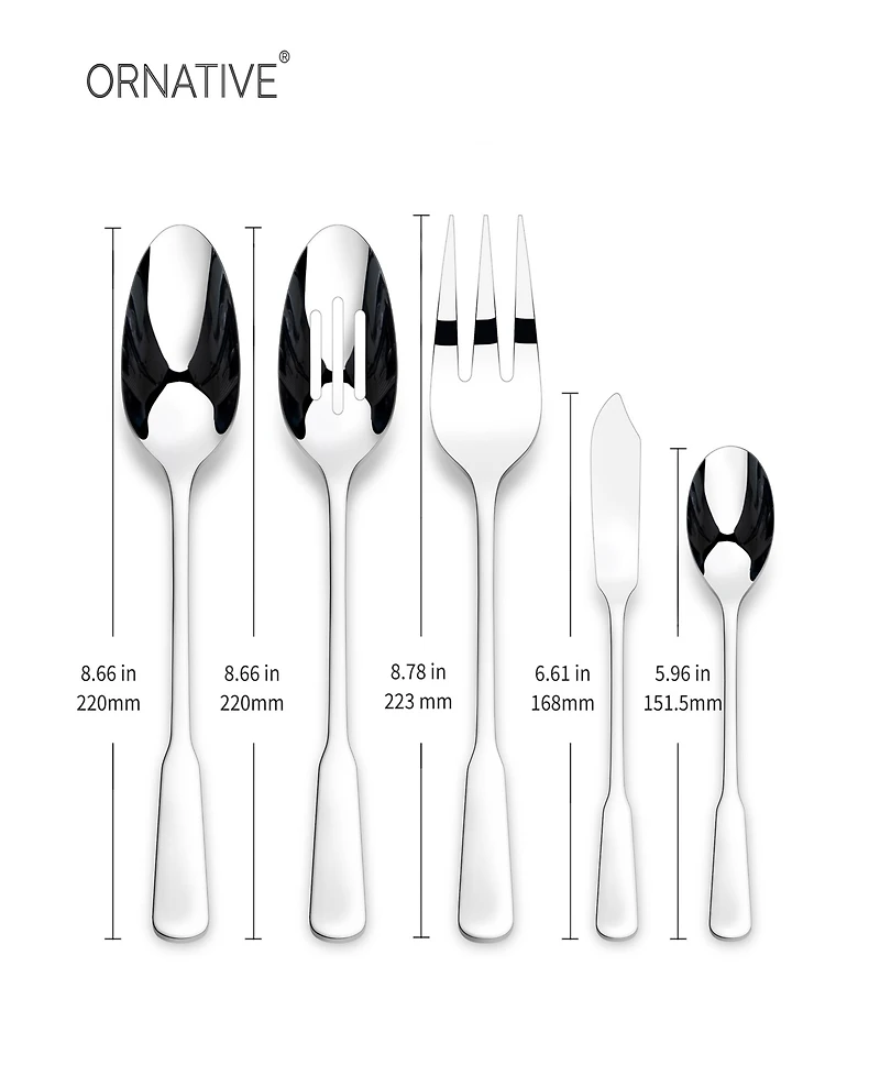 Ornative Yesenia Satin 45 Piece Flatware Set, Service for 8