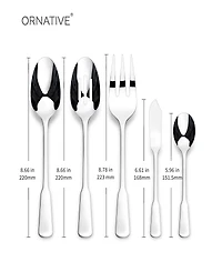 Ornative Yesenia Satin 45 Piece Flatware Set, Service for 8