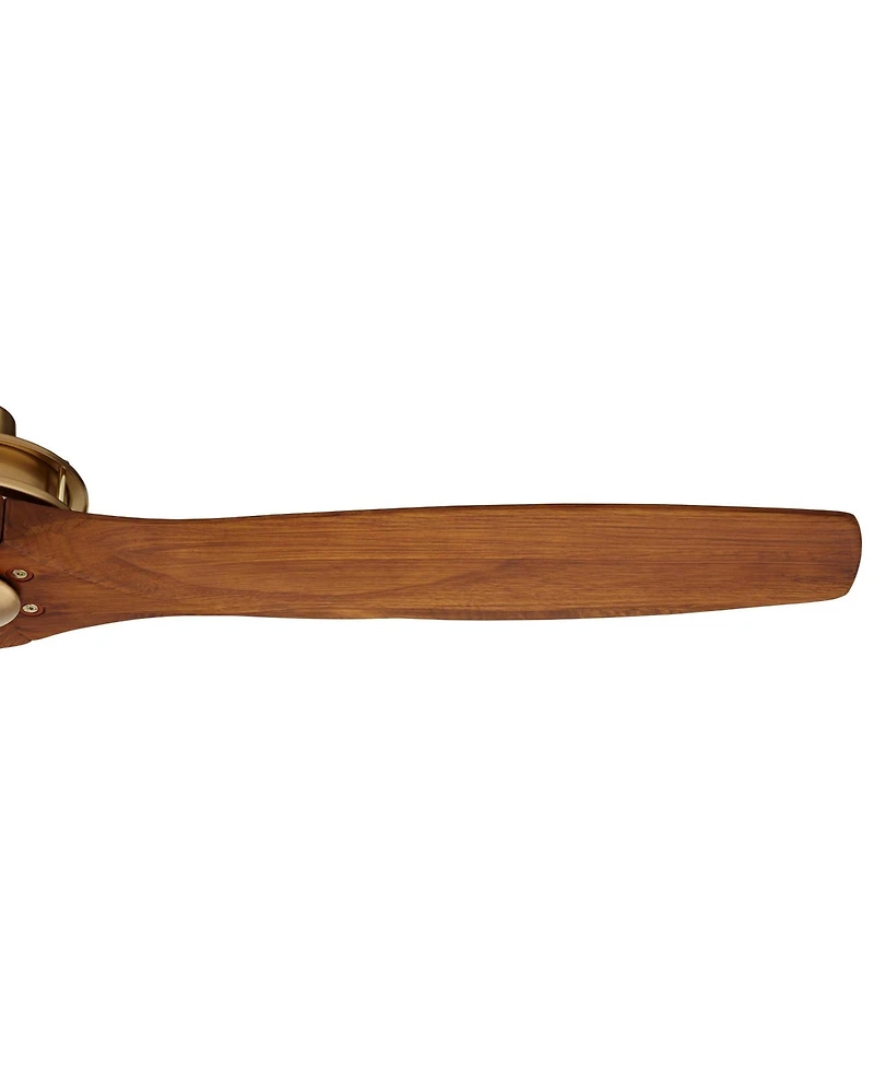 Casa Vieja 52" Windspun Modern Indoor Ceiling Fan 3 Blade Remote Control Brass Finish Motor Walnut Finish Wood Blades Bedroom