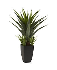 Slickblue Agave Plant in Stylish Black Planter Modern Indoor Decoration