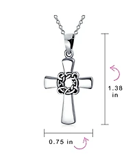 Bling Jewelry Viking Irish Celtic Knot Eternal Thorns of Christ Cross Pendant Necklace Sterling Silver 16 Inch