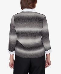 Alfred Dunner Petite Classics Chevron Ombre Woven Sweater