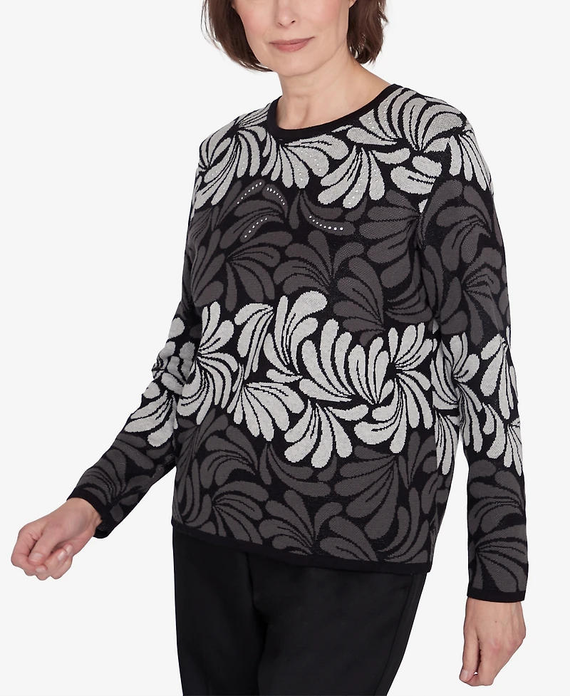 Alfred Dunner Petite Classics Geometric Ombre Scroll Sweater